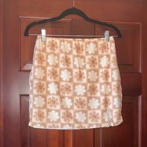 Mahina Cream and Tan Mini Skirt